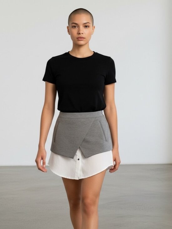 INTERMIX Dresses & Skirts - NEW Intermix Emilia Grey Shirt Detail Mini Skirt Size S
